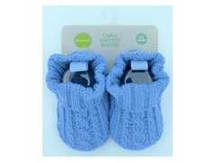 Cable Knitted Bootie Denim 0-6M